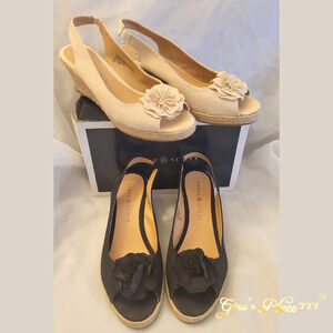 2 Pairs Karen Scott Espadrille Slingback Sandals DASHYBLK, DASHYNAT Natural Sz9